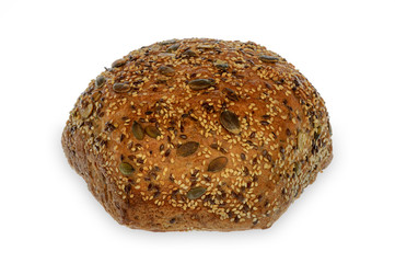 Rye bread with pumpkin and sesame seeds isolated.