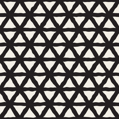 Vector Seamless Black And White Triangle Lines Grid Pattern