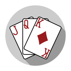 Flat design vector three diamonds playing cards icon, isolated