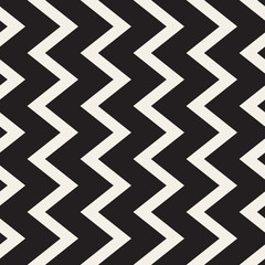 Vector Seamless Black and White Vertical ZigZag Lines Geometric Pattern