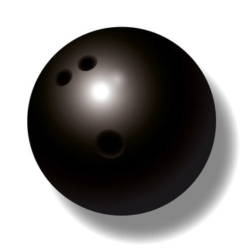 Black bowling ball with three holes - three-dimensional - realistic.