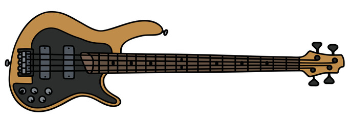 Plakat Electric bass guitar / Hand drawing, vector illustration