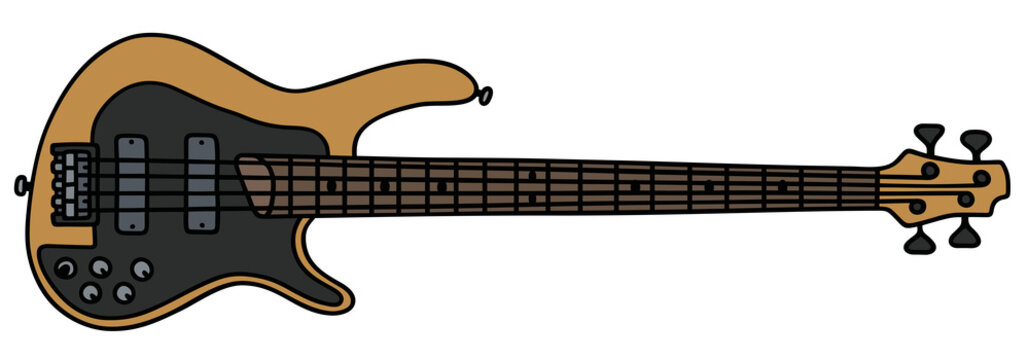 Electric bass guitar / Hand drawing, vector illustration