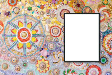 Mock up blank frame hanging on wall in room