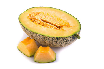 cantaloupe melon on white background