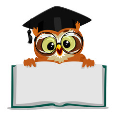 Naklejka premium Vector Illustration of an Owl showing an Open Empty Book