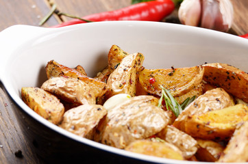 Ceramic dish with Fried potatoes