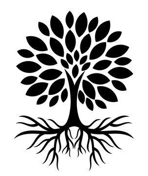 recommend clip art: Tree with roots silhouette