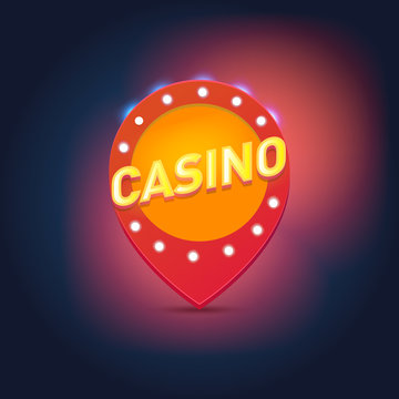 Shining retro light frame, vector illustration on a casino theme with lighting display on dark background.