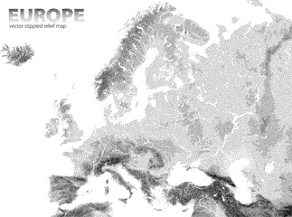 Vector stippled Europe relief map