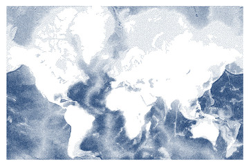 Stippled world ocean relief vector map