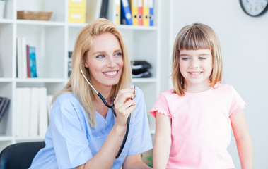 Cute little girl at doctor's office