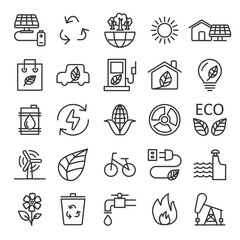 thin line ecology icon set, vector eps10