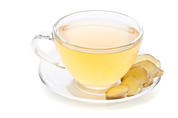 Tea with Ginger Root isolated on white background
