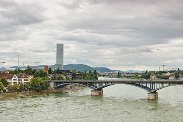 Fototapeta na wymiar The bridge over the river Rhine in Basel .Switzerland...
