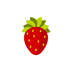Strawberry icon in flat style on a white background