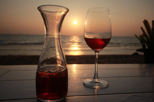 wine on the beach