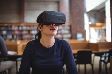 Mature student using virtual reality headset