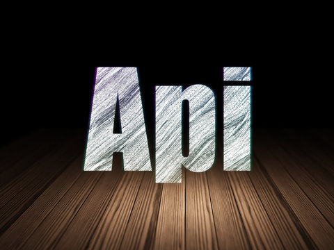 Software concept: Api in grunge dark room