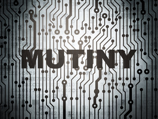 Politics concept: circuit board with Mutiny