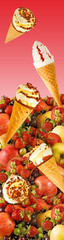 image of fruit and ice cream closeup