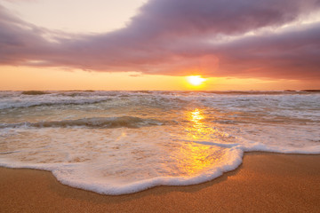 Colorful ocean beach sunrise