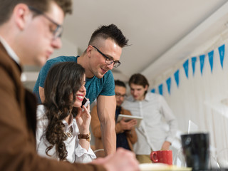 group of young business people , Startup entrepreneurs working o