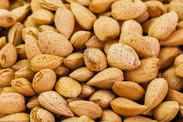 Pile of almonds in shellnut