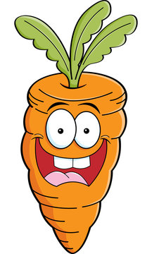 Cartoon illustration of a smiling carrot.