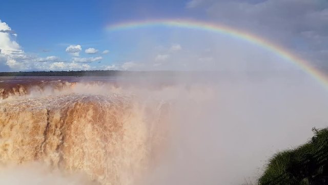 Iguazu waterfalls with a rainbow, Argentina 