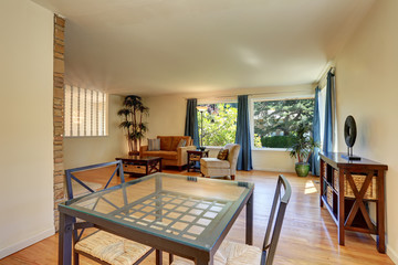 Nice living room with dining table set.