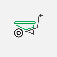 Wheelbarrow line icon, outline vector logo illustration, linear pictogram isolated on white
