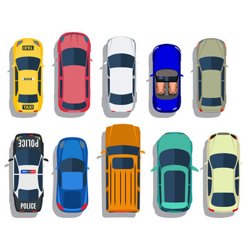 Cars top view vector