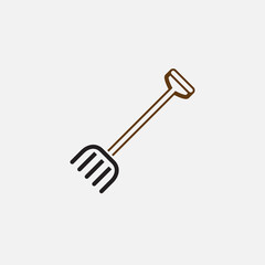 rake line icon, outline vector logo illustration, linear pictogram isolated on white