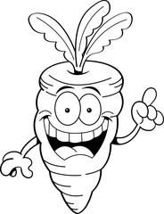 Black and white illustration of a carrot with an idea.