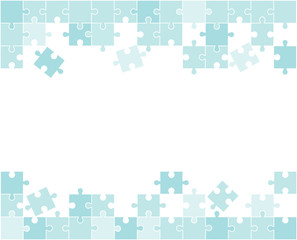 Pieces of the puzzle blue on white background. Space for your text.