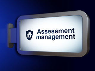 Business concept: Assessment Management and Shield on billboard background