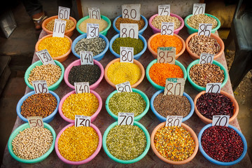 Variety of dal in Indian market