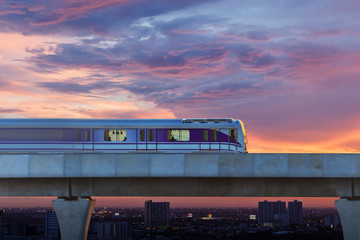 Sky train in the city, Bangkok, Thailand