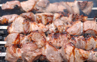 Roasted Barbecue Beef Meat Kebabs with Spice, Macro