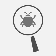 Isolated magnifier icon with a bug