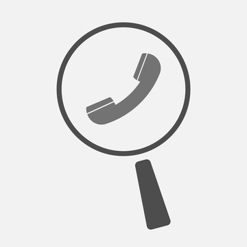 Isolated magnifier icon with a phone