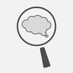 Isolated magnifier icon with a comic cloud balloon