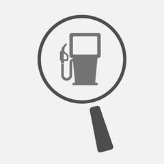 Isolated magnifier icon with a gas station