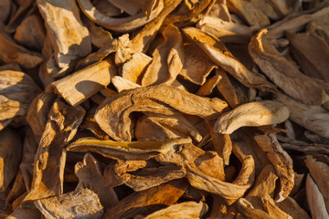Red dry tea leaves in a heap