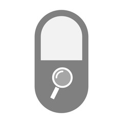 Isolated pill icon with a magnifier