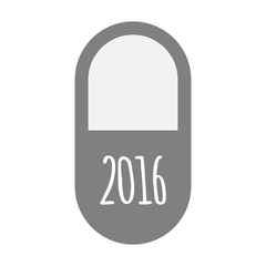 Isolated pill icon with a 2016 sign