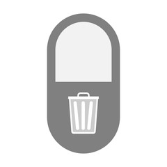 Isolated pill icon with a trash can