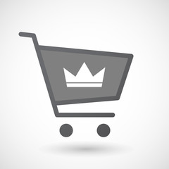 Isolated shopping cart icon with a crown