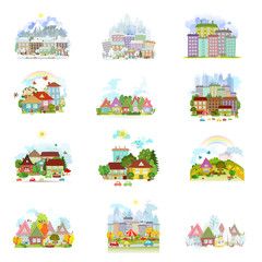 big collection of towns and villages in different season for you